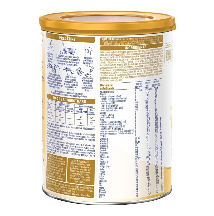 NAN ® SUPREMEPRO 2 Nadaljevalno mleko za dojenčke. Od dopolnjenih 6 mesecev dalje. Limena škatla 800g